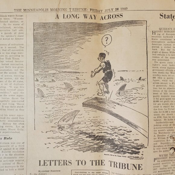 VTG Complete MPLS Tribune Newspaper July 26, 1940 Germany Threatens Trade War... - Picture 8 of 16